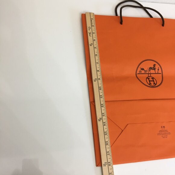 Hermes Shopping Bag 18" x 16" x 6.5" X-Large Orange Paper Gift Bag Authentic - Picture 10 of 15